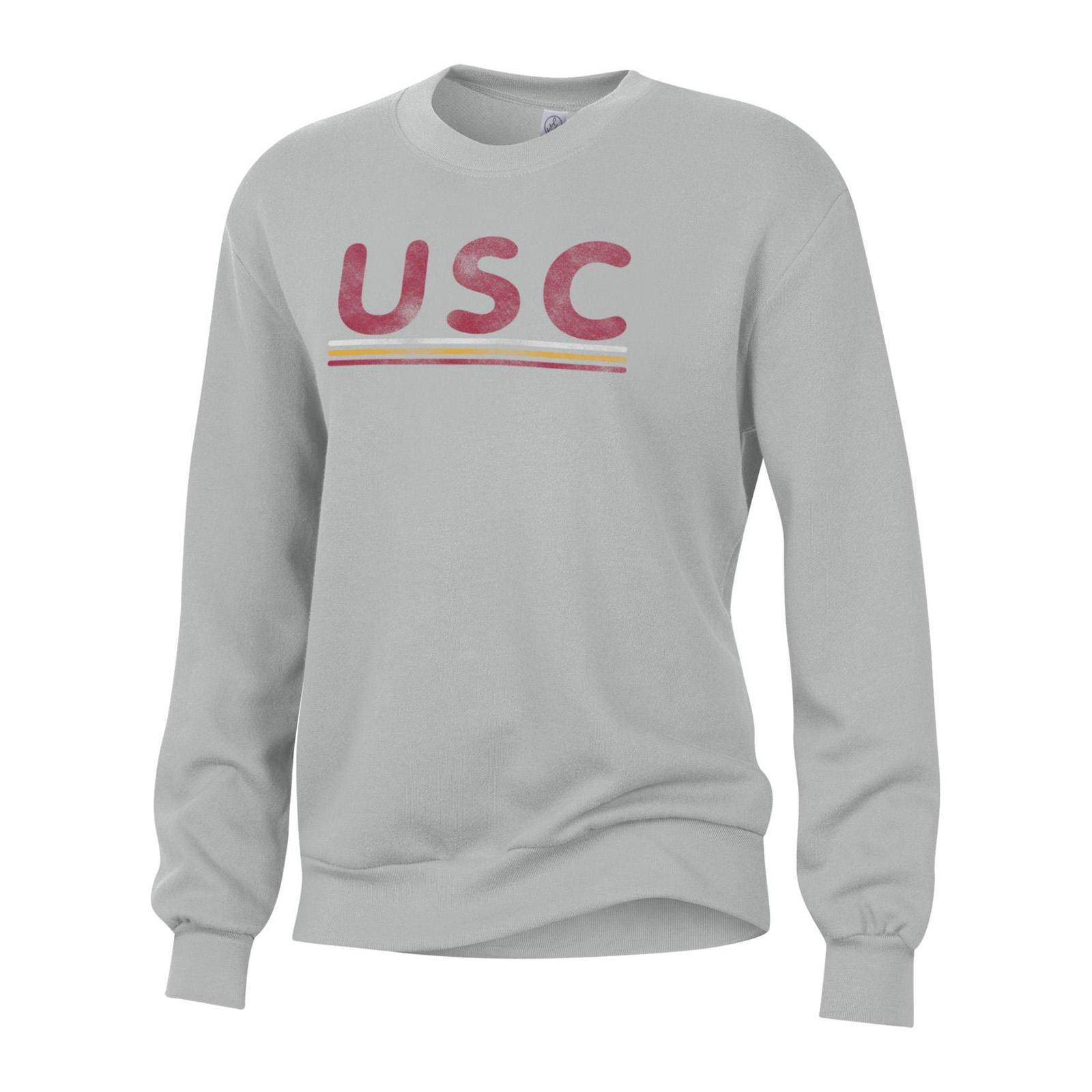 USC Womens Washed Terry Throwback Crew Neck Sweatshirt image01